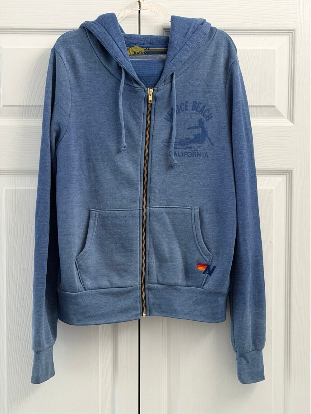 Aviator Nation Venice Surfer Full Zip Hoodie Faded Water XS - Picture 2 of 5